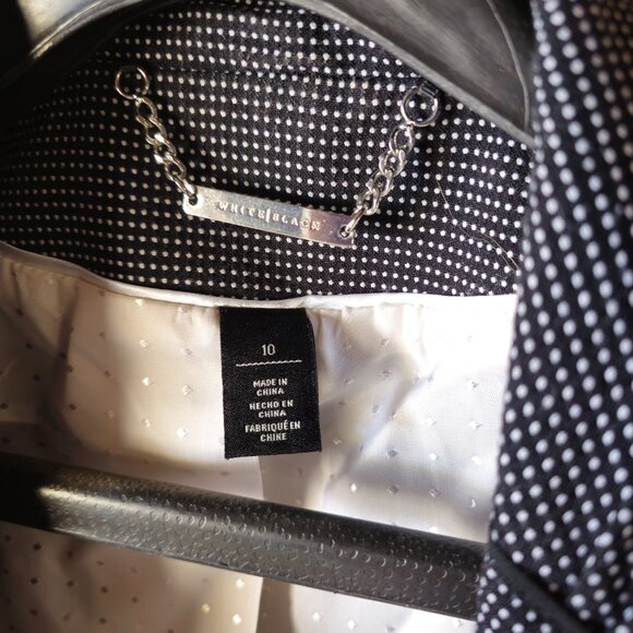 White House Black Market Polka Dot Peplum Blazer Jacket black | white Size 10 - Picture 7 of 10